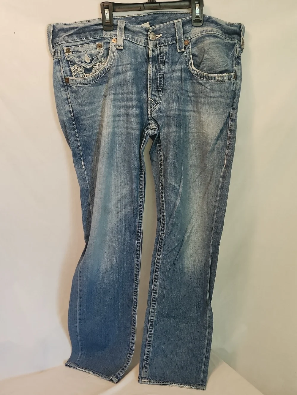 True Religion Jeans Blue Denim with Red Logo Tag